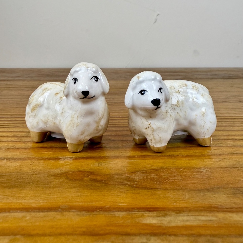 Vintage Lamb Salt & Pepper Shakers | Ceramic Sheep Figurines | Cottagecore - Picture 5 of 8